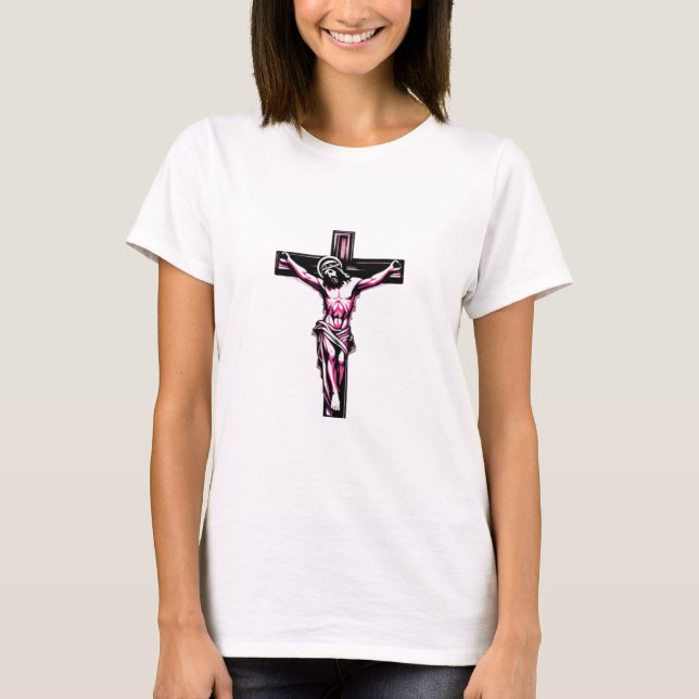 Jesus Cross Crucifixe Osterweihnachtsfarben T-Shirt (Vorderseite)