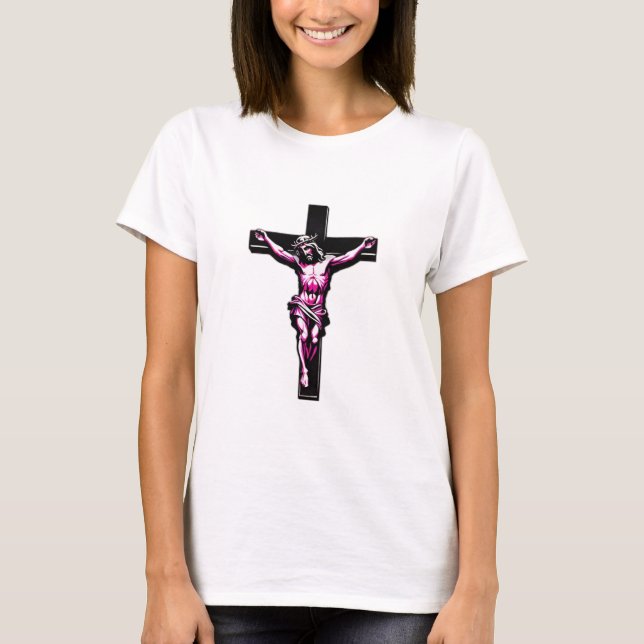 Jesus Cross Crucifixe Osterweihnachtsfarben T-Shirt (Vorderseite)