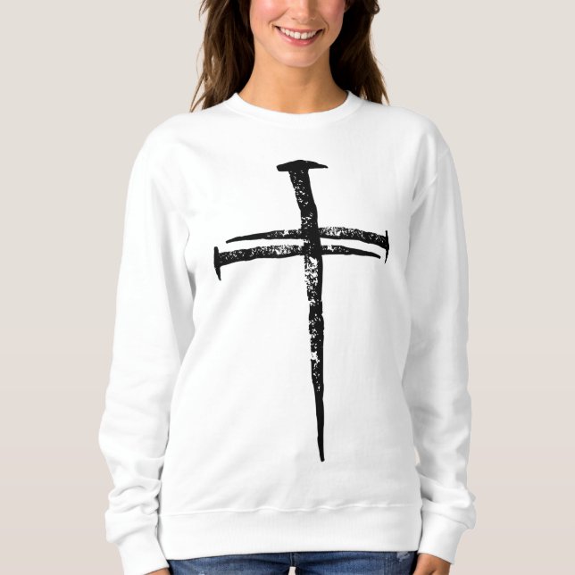 Jesus Cross Drei Nails Christlich Vintag Sweatshirt (Vorderseite)