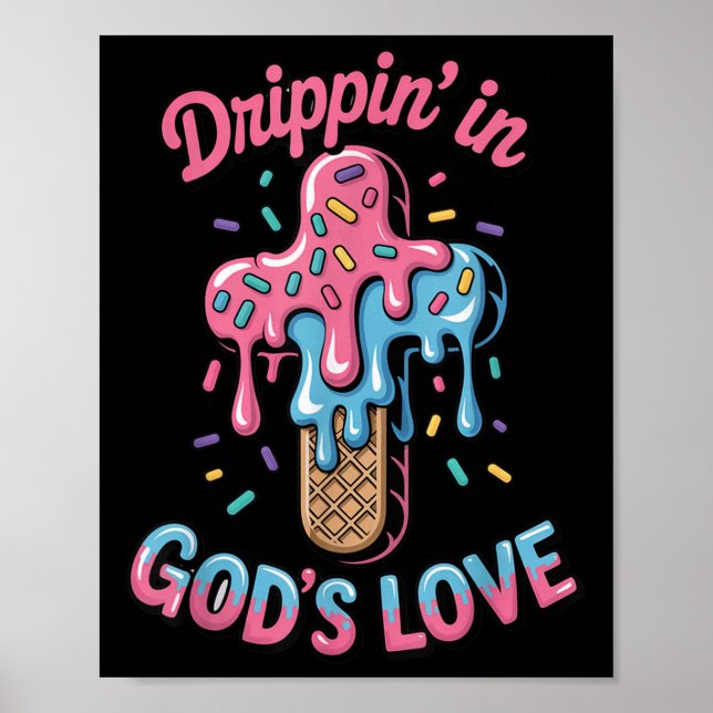 Jesus Cross Gods Lieben Kinder Christliche Eiscrem Poster (Vorne)