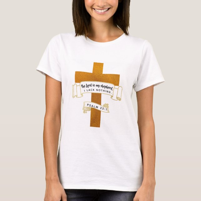 Jesus Cross in Gold mit Bibelverse - T - Shirt (Vorderseite)