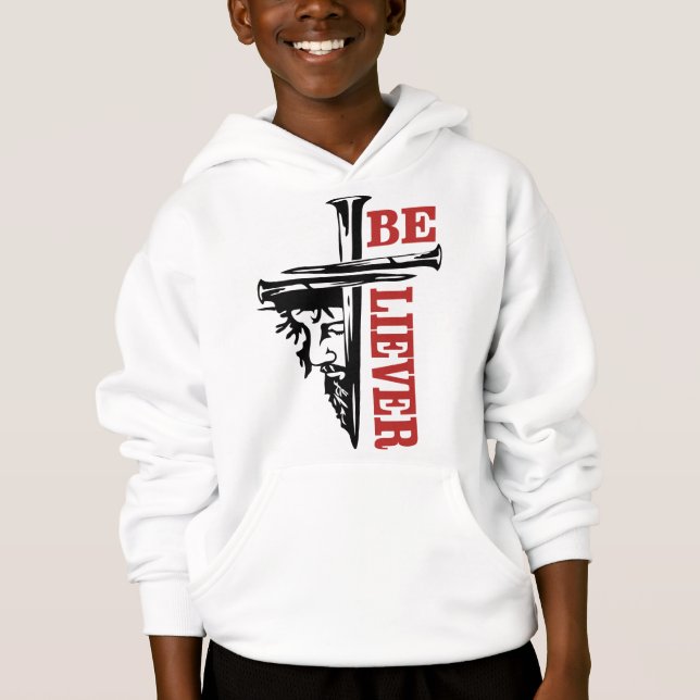 Jesus Cross Nail Design – Powerful Christian Hoodie (Vorderseite)