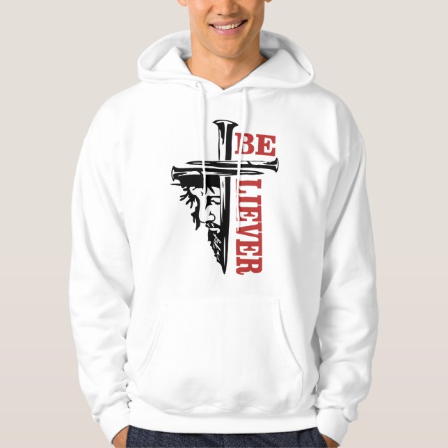 Jesus Cross Nail Design – Powerful Christian Hoodie (Vorderseite)
