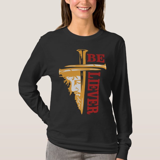 Jesus Cross Nail Design – Powerful Christian T-Shirt (Vorderseite)