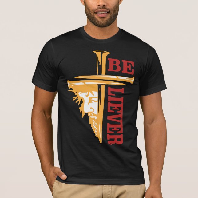 Jesus Cross Nail Design – Powerful Christian T-Shirt (Vorderseite)