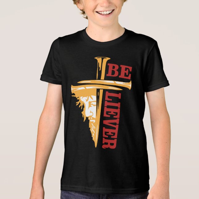 Jesus Cross Nail Design – Powerful Christian Tri-Blend Shirt (Vorderseite)