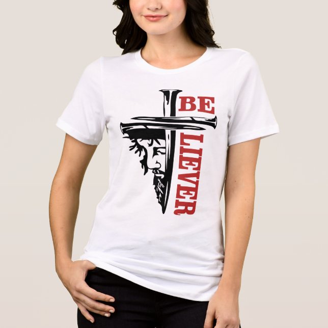 Jesus Cross Nail Design – Powerful Christian Tri-Blend Shirt (Vorderseite)
