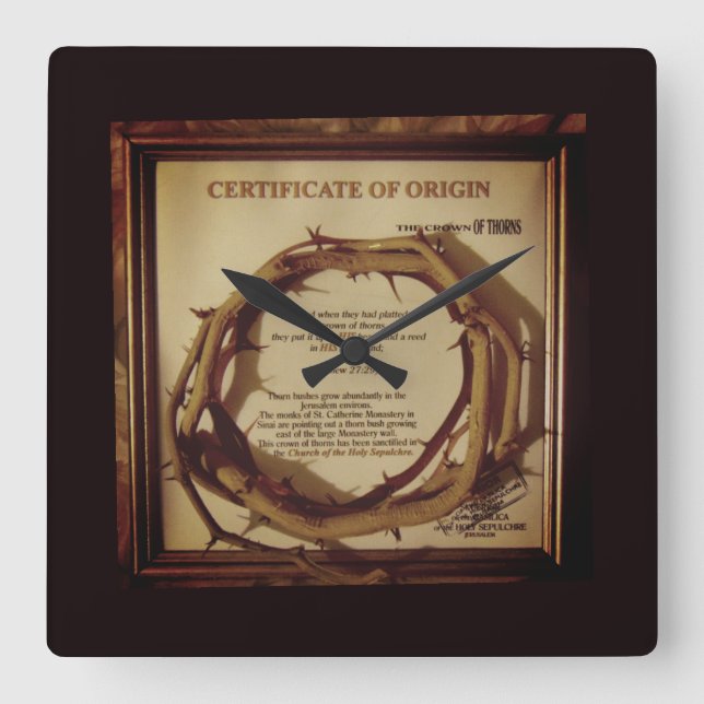 JESUS CROWN OF THORNS QUADRATISCHE WANDUHR (Vorderseite)
