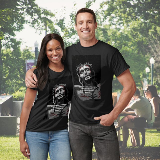 Jesus Crucifixe Art Noir | Bibel Verse Black T-Shirt (Von Creator hochgeladen)