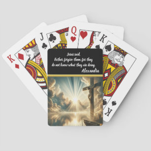 Jesus Crucifixe über den Wassern der Reflektion Spielkarten