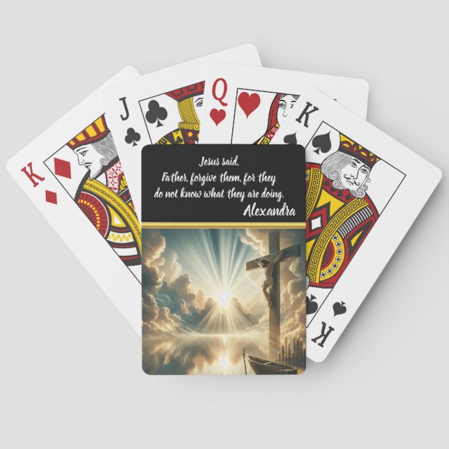 Jesus Crucifixe über den Wassern der Reflektion Spielkarten (Rückseite)