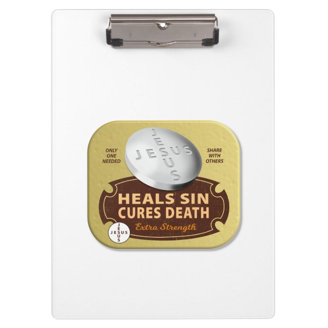 Jesus Cures heilt Tablet Christlicher Glaube Gott Klemmbrett (Vorderseite)