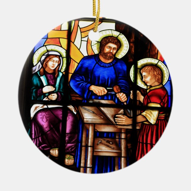 Jesus das bunte Fenster des Zimmermanns Keramik Ornament (Vorne)