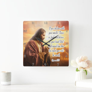 Jesus: Declare, glaube, Gerettet werden Quadratische Wanduhr