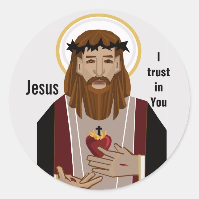 Jesus, dem ich vertraue, runder aufkleber (Vorderseite)