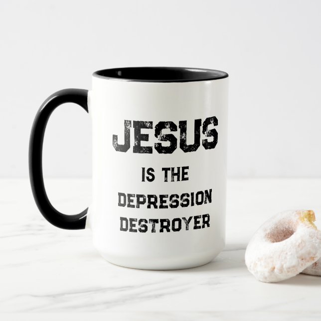 Jesus Depression Zerstörer Leben Christlich Tasse (Mit Donut)
