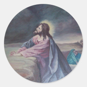 Jesus, der auf Gethsemane gebet hat Runder Aufkleber