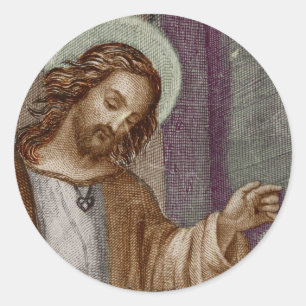 Jesus, der auf Tür klopft Runder Aufkleber
