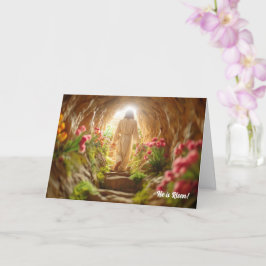Jesus, der aus dem Garten Tomb-Osterkarte kommt Karte