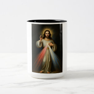 Jesus-der-Barmherzigkeit-Kaffeetasse Zweifarbige Tasse