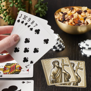 Jesus, der das Goldene Kreuz mit Mitgefühl umgeht Spielkarten