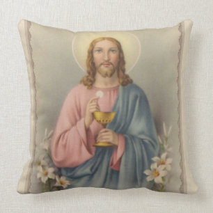 Jesus, der das heilige Abendmahl u. den Chalice Kissen