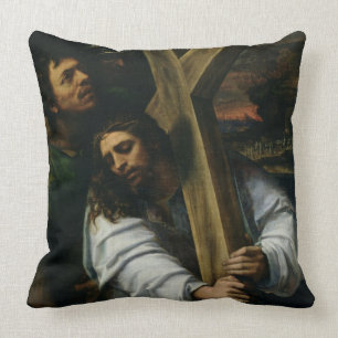 Jesus, der das Kreuz, c.1535 (Öl, trägt auf Kissen