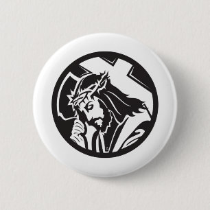 Jesus, der das Kreuz trägt Button