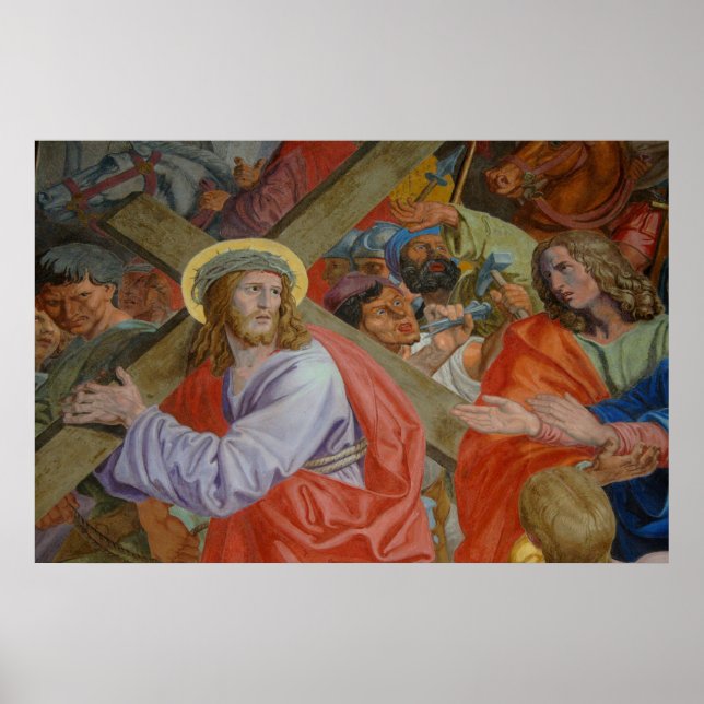 Jesus, der das Kreuz trägt Poster (Vorne)