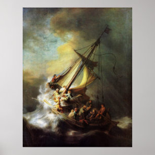 Jesus, der den Sturm im Meer von Galiläa beruhigt Poster