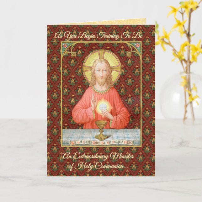 Jesus, der die Eucharistin einrichtet (SAU45; für  Karte (Gelbe Blume)