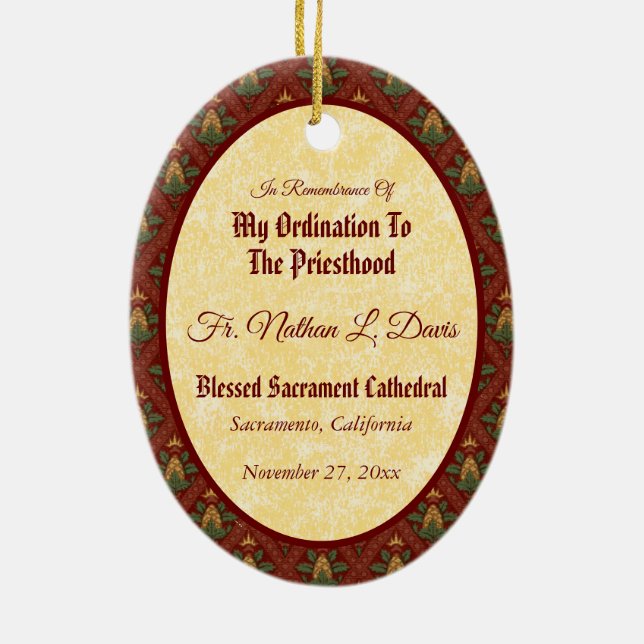 Jesus, der die Eucharistin einrichtet (SAU 045) Keramik Ornament (Hinten)