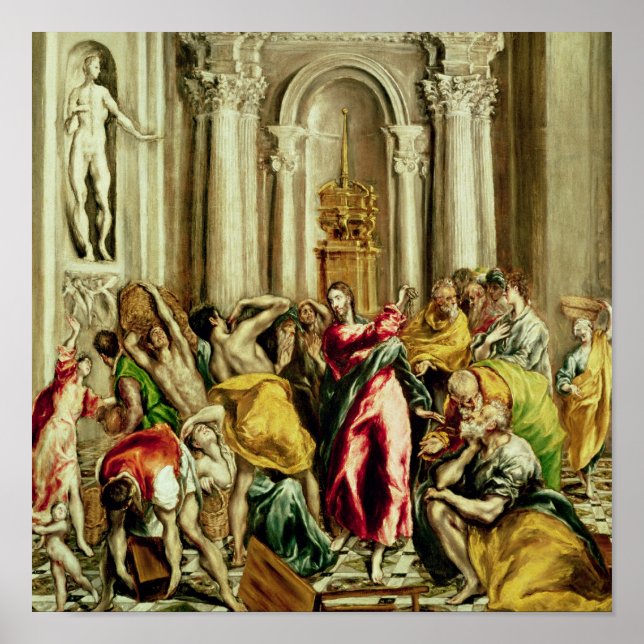 Jesus, der die Kaufleute aus dem Tempel treibt Poster (Vorne)