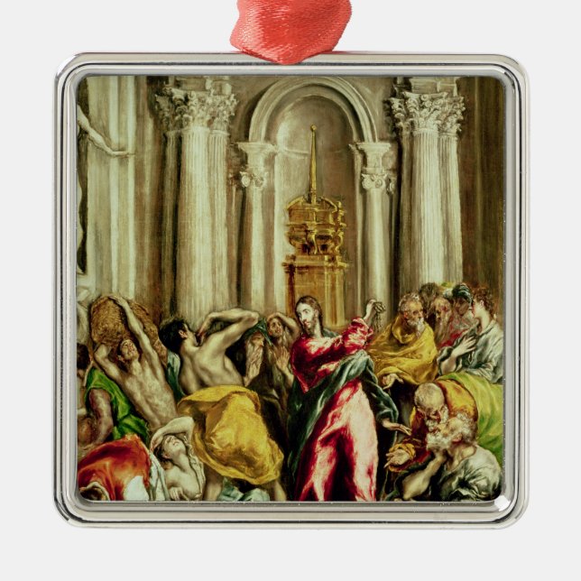 Jesus, der die Kaufleute vom Tempel fährt Silbernes Ornament (Vorne)