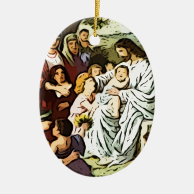 Jesus, der die Kinder segnet Keramikornament (Vorne)