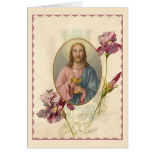 Jesus, der Eucharist und Chalice hält