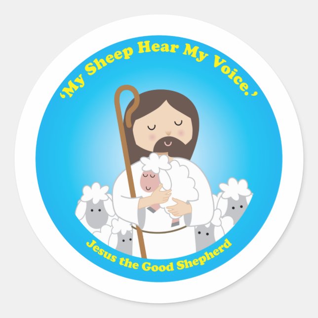 Jesus der gute Hirte Runder Aufkleber (Vorderseite)
