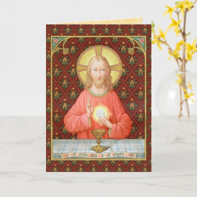 Jesus, der Heilige Kommunion (SAU 045) Karte (Gelbe Blume)