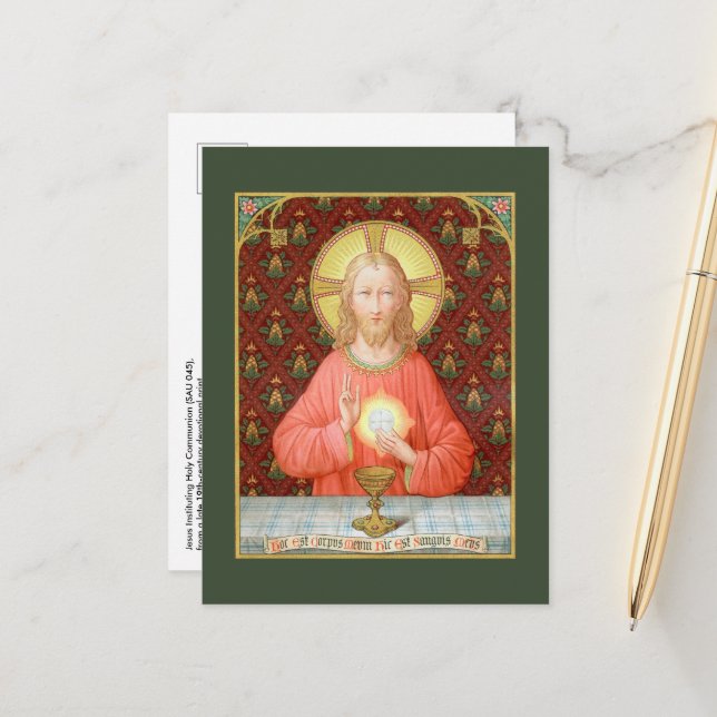 Jesus, der Heilige Kommunion (SAU 045) Postkarte (Vorderseite/Rückseite Beispiel)