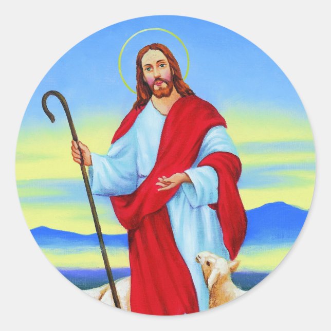Jesus der Hirte Aufkleber (Vorderseite)