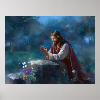 Jesus, der im Park gebet hat Poster