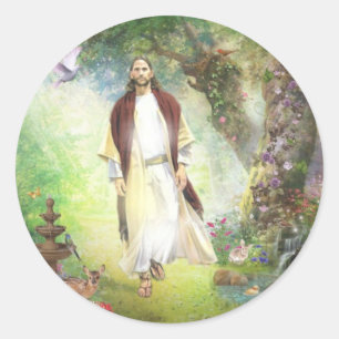 Jesus, der in den Garten von Gethsemane geht Runder Aufkleber