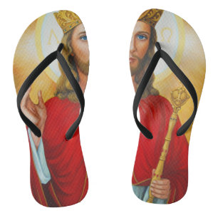 Jesus der König segnet das Heilige Herz Jesu Flip Flops