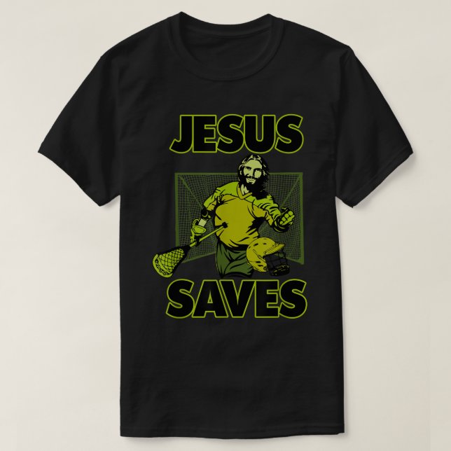 Jesus der Lacrosse Goalie Rette für Christus das S T-Shirt (Design vorne)