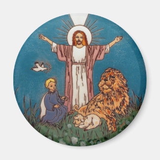 Jesus der Löwe und das Lamm Magnet
