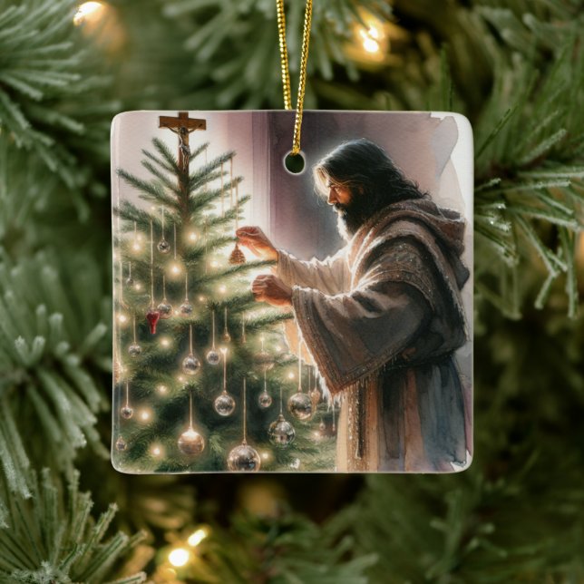 Jesus, der Messias, der Weihnachtsbaum dekoriert Keramikornament (Baum)