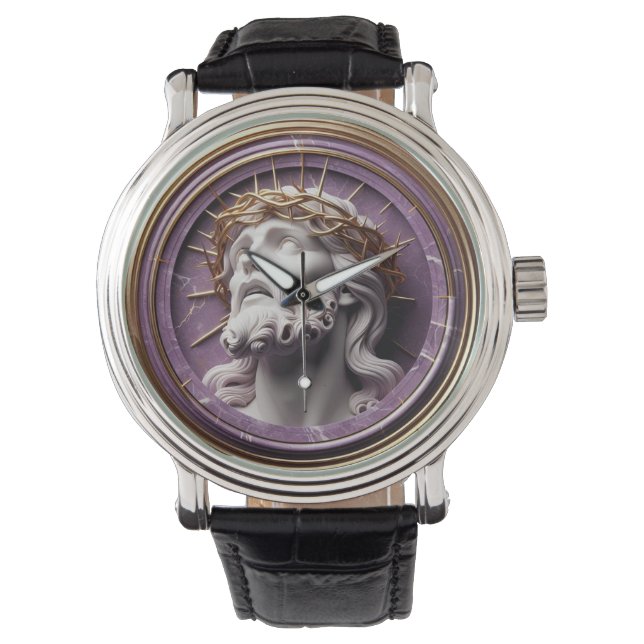 Jesus, der mit Dornen in den Himmel schaut Armbanduhr (Vorderseite)