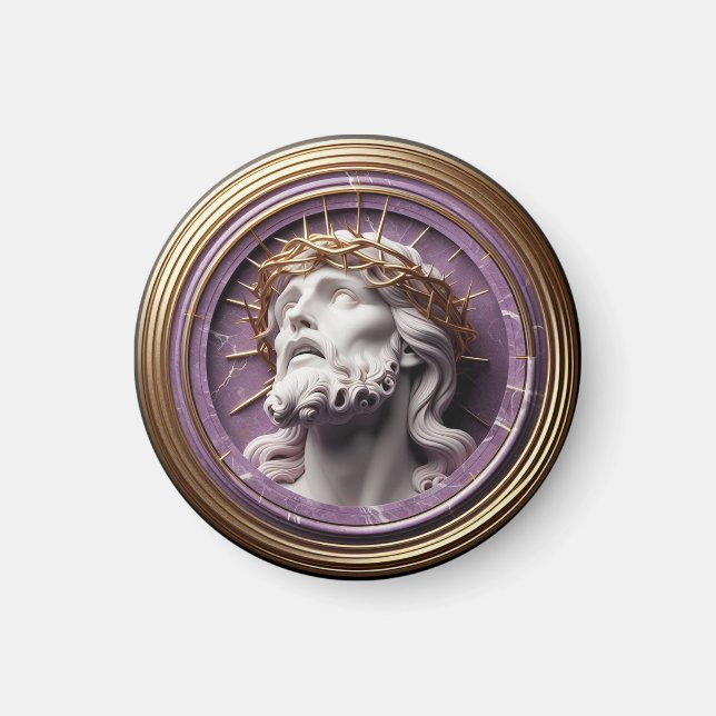 Jesus, der mit Dornen in den Himmel schaut Magnet (Vorne)