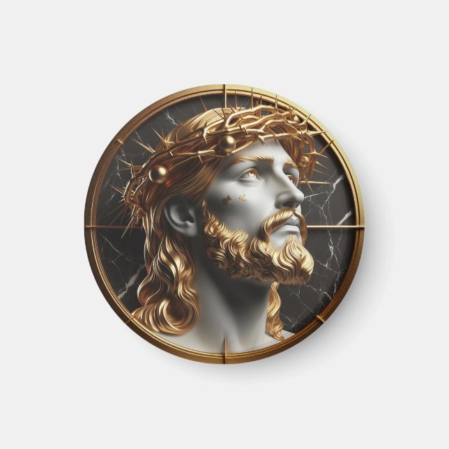 Jesus, der mit Dornen in den Himmel schaut Magnet (Vorne)