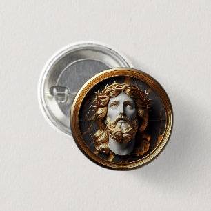 Jesus, der mit göttlicher Begegnung in den Himmel Button